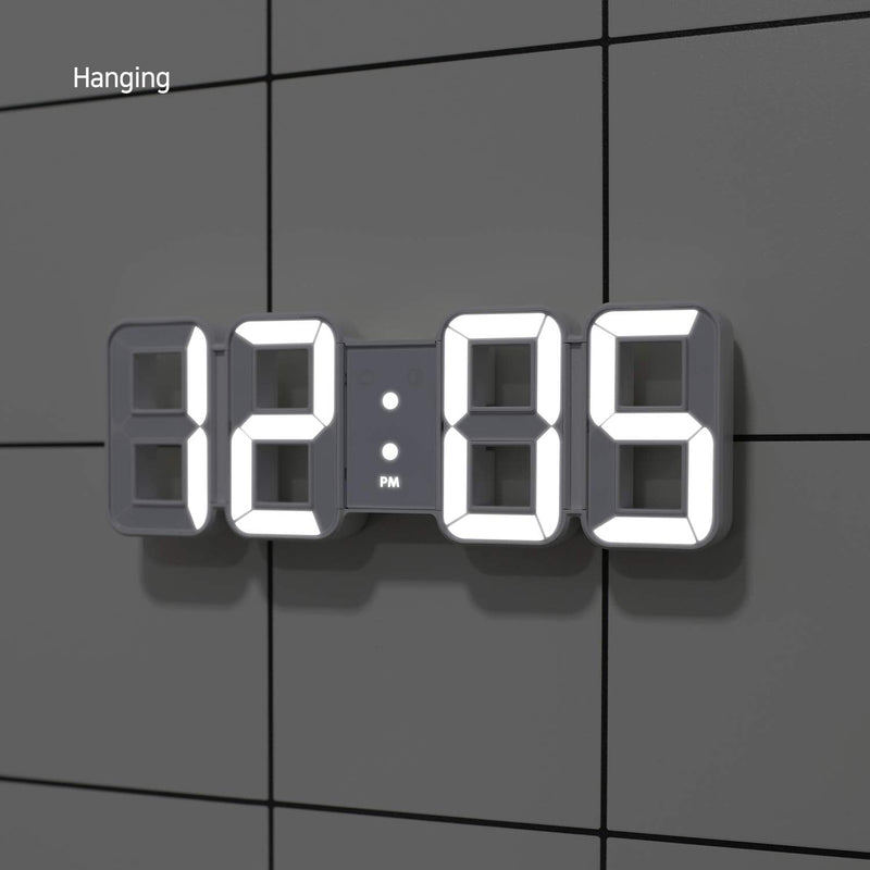 [Australia] - mooas Pure Mini White 3D LED Clock, Multi-Function LED Clock (Calendar, Alarm, Temperature) 