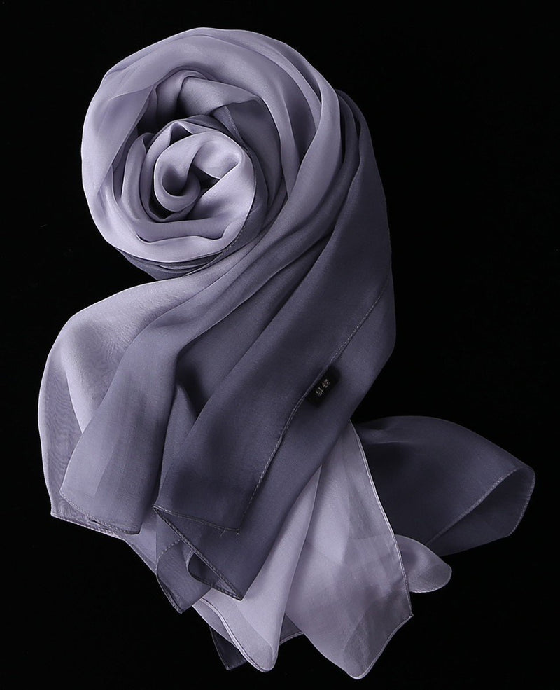 [Australia] - Prettystern - dip-dye Fade colours 180cm x 70cm 100% Silk Women's Scarf 180 cm X 110 cm 1 Gray / Silver 