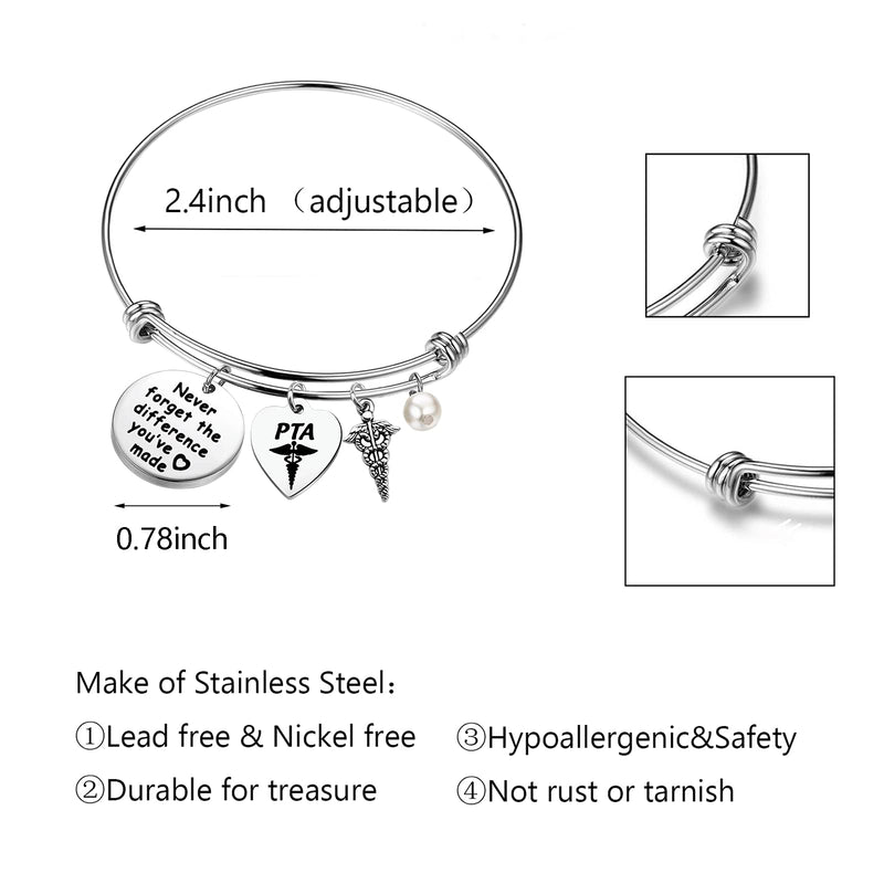 [Australia] - WSNANG PTA Bracelet Physical Therapist Assistant Gift Never Forget The Difference You've Made Bracelet Inspirational Gift for Medical School Graduates PTA Difference BR 