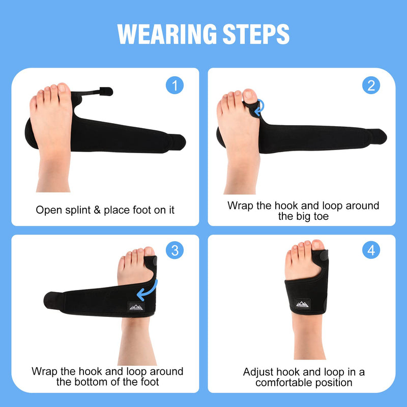 [Australia] - supregear Bunion Splint (1 Pair), Adjustable Toe Separator Straightener Bunion Corrector for Women Men Hallux Valgus Pain Relief Brace for Day/Night Support, Black 