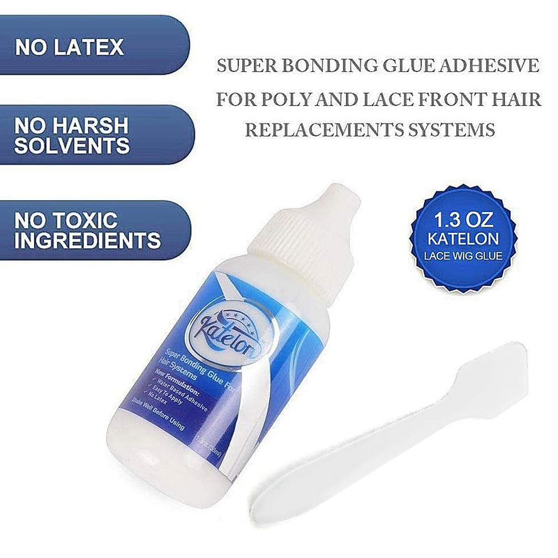 [Australia] - Katelon Hair Replacement Adhesive - Invisible Bonding Wig Glue: Extra Moisture Control - Light Hold for Poly and Lace Hairpiece, Wig, Toupee Systems - 1.3oz 