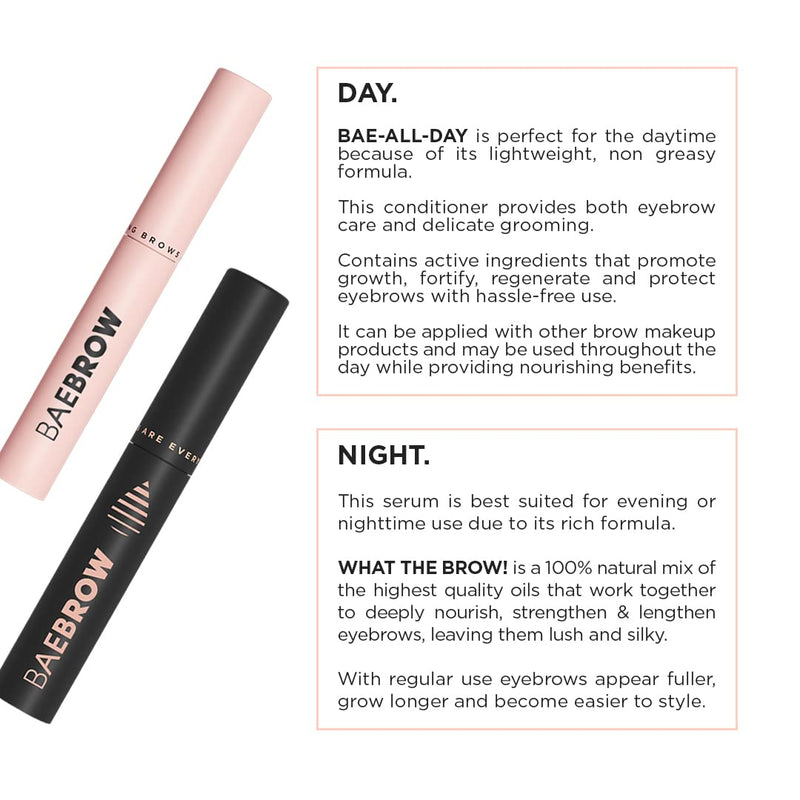 [Australia] - BAEBROW NIGHT & DAY 24/7 EYEBROW TREATMENT: 2 Serum Bundle for Eyebrow Growth, Strengthening & Lengthening For Thick and Healthy Brows 