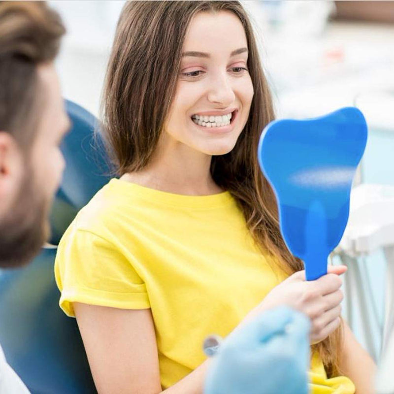 [Australia] - Dental Mirror, Teeth Inspection Mirror, Dentist Oral Hygiene Mouth Mirror, Plastic Handle Dental Care Hand Mirror Tool, Fashionable Cute Tooth Mirror for Dental Clinics (Blue) 