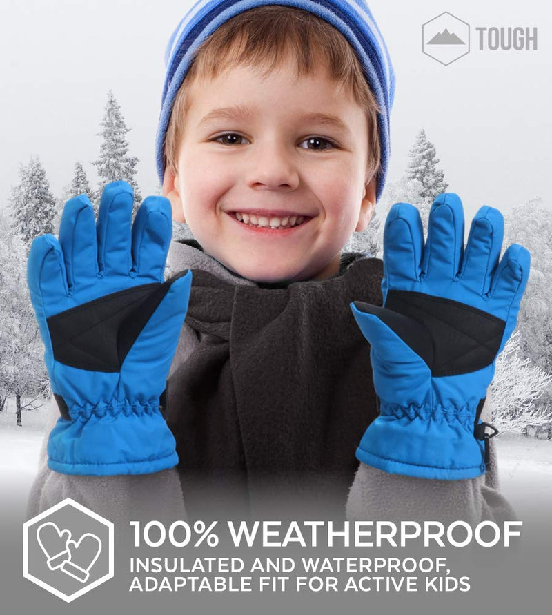 [Australia] - Kids Winter Gloves - Snow & Ski Waterproof Thermal Insulated Gloves for Boys Girls Toddler Children & Youth for Cold Weather Blue X-Small: 3-4 years old 