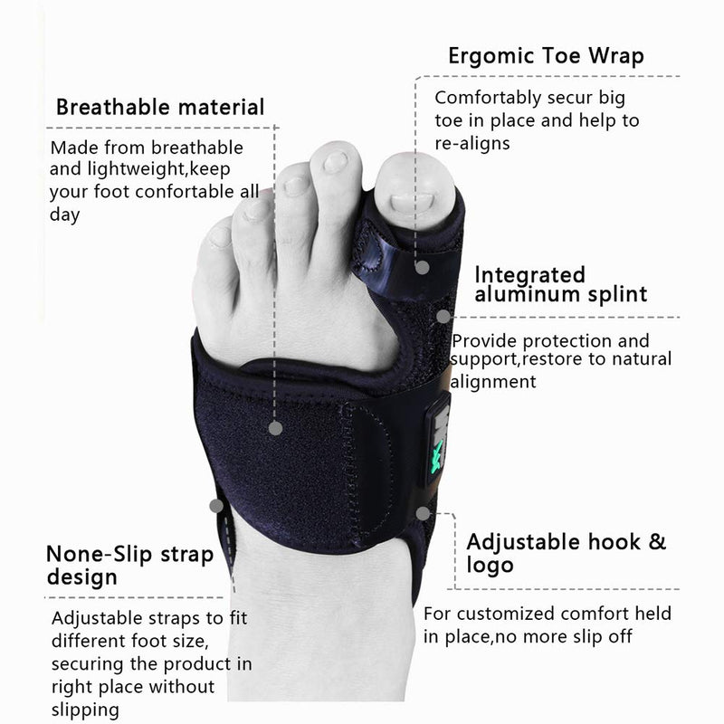 [Australia] - DAUERHAFT Adjustable Bunion Corrector Adjustable Strap Bunion Device Hallux Comfort Hallux Valgus Corrector,Orthopedic,Toe Foot(black, M code) Black, M Code 