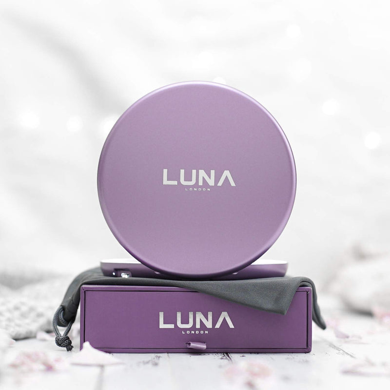 [Australia] - LUNA London LED Compact Mirror 2.0 | 7X Magnification, 3 Colour Lights, USB Rechargeable, Portable, Pocket, Lighted, Makeup Mirror | Perfect for Purse, Handbag & Travel Beauty Needs | Lavender 