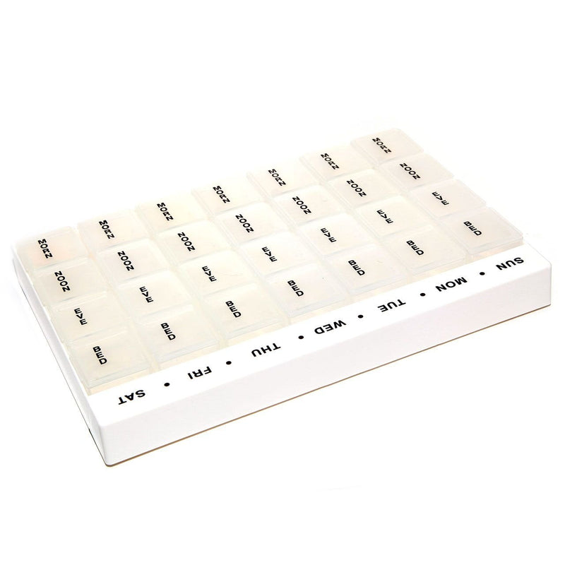 [Australia] - Safe and Sound Jumbo Weekly Pill Organiser, 4 Compartments Per Daily Removable Section, Printed and Braille Flip-top Lids, Push-open Catches 