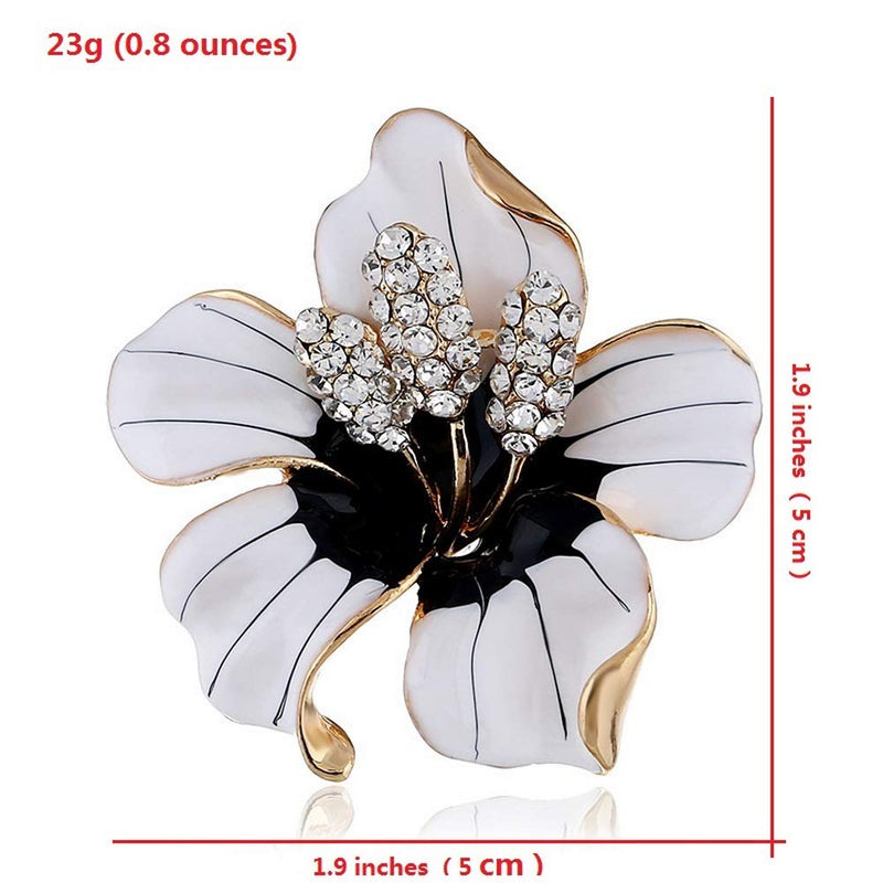 [Australia] - SKZKK Fashion Enamel Lapel Pin Lily Flower Brooch Pins,Broaches and Pins for Women Crystal Diamond Alloy Plating White 