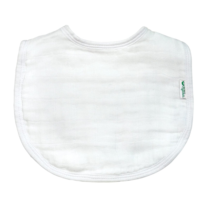 [Australia] - green sprouts Muslin Bibs Made from Organic Cotton (5 Pack)| 4 Absorbent Layers Protect from sniffles, Drips, & drools | 100% Organic Cotton Muslin, Adjustable snap Closure, Machine Washable White (5pk) 