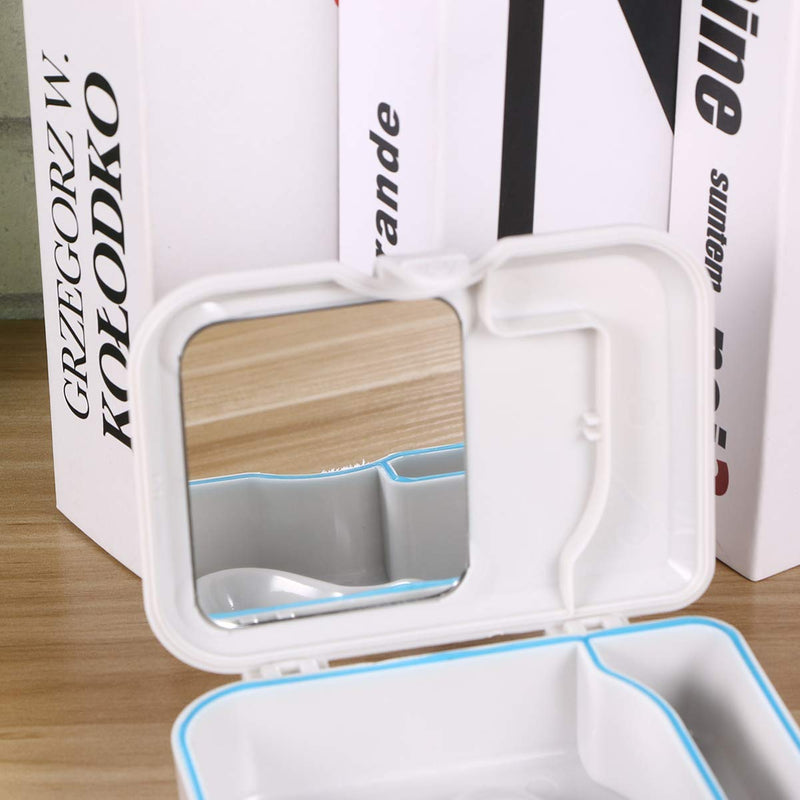 [Australia] - Healifty False Teeth Container with Mirror Retainer Brush Denture Case Box Denture Storage Kit 