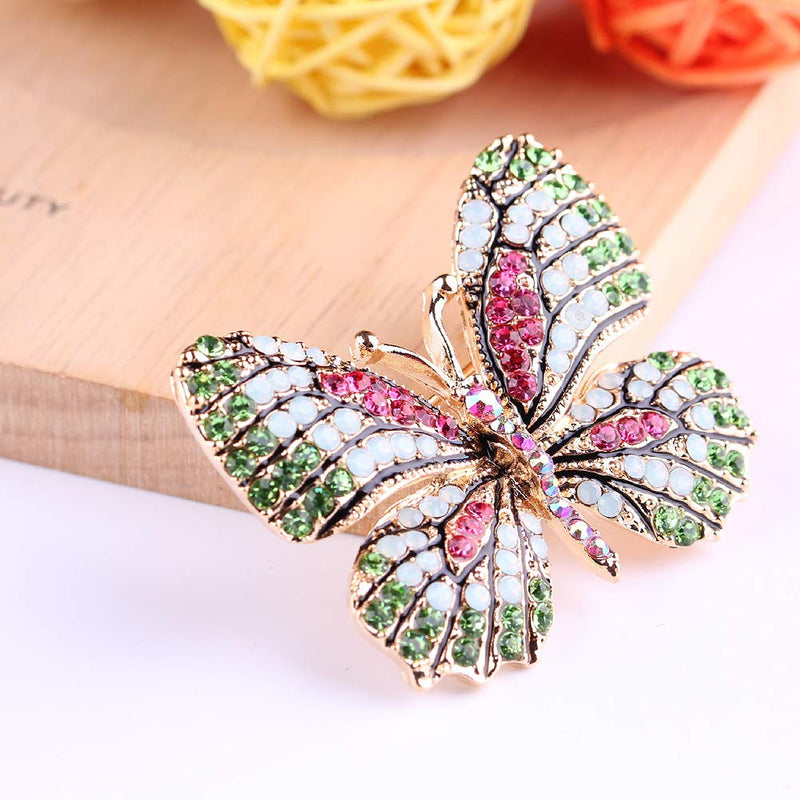 [Australia] - 6PCS Fashion Crystal Butterfly Brooch, Multi-Color Rhinestone Crystal Brooches Pins, Cute Animal Shape Corsages Brooches for Women Decoration 