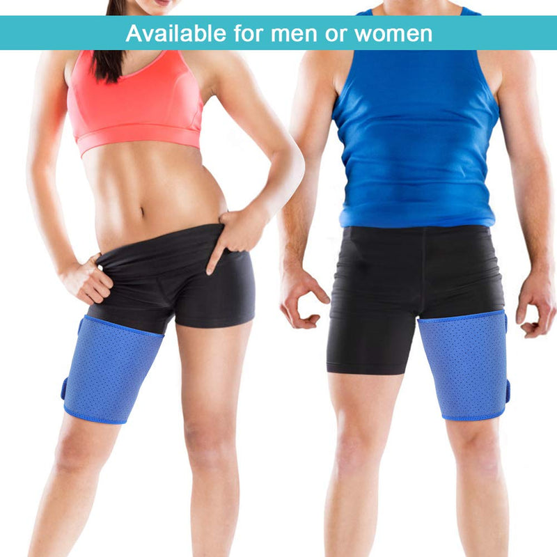 [Australia] - Thigh Support, Super Breathable Thigh Compression Brace Thigh Support Wrap with Anti-Slip Lining for Men & Women Hamstring Injury Prevention and Recovery Blue Thigh Support 