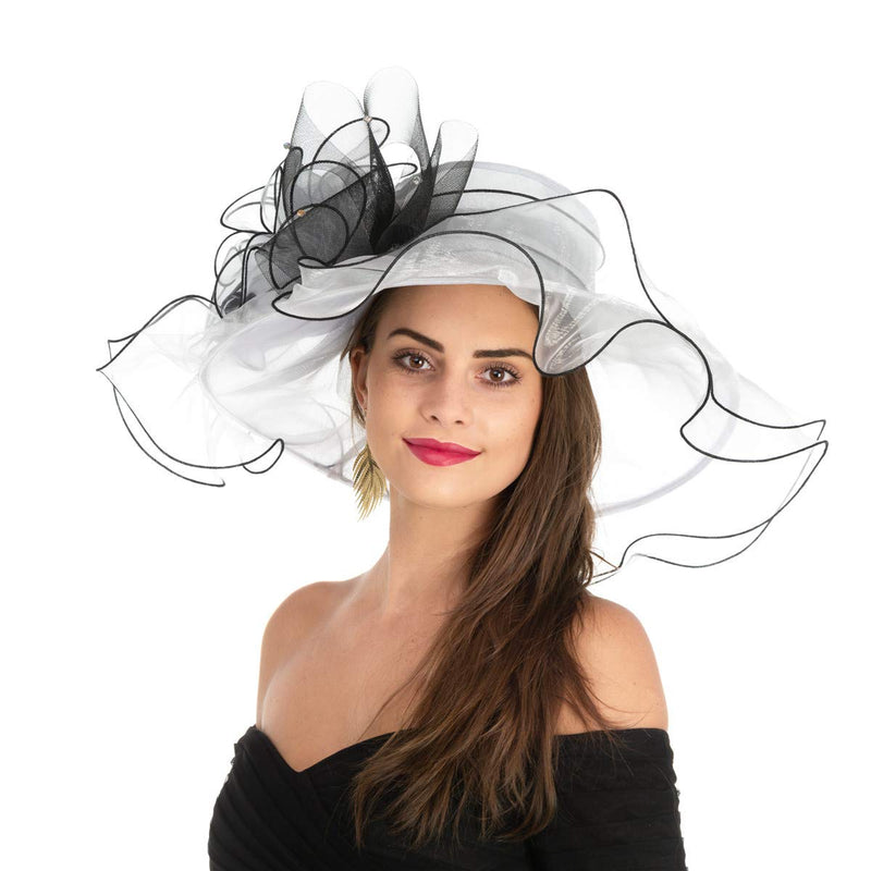 [Australia] - Women's Organza Church Kentucky Derby British Fascinator Bridal Tea Party Wedding Hat Summer Ruffles Cap Hjh-red Flower 