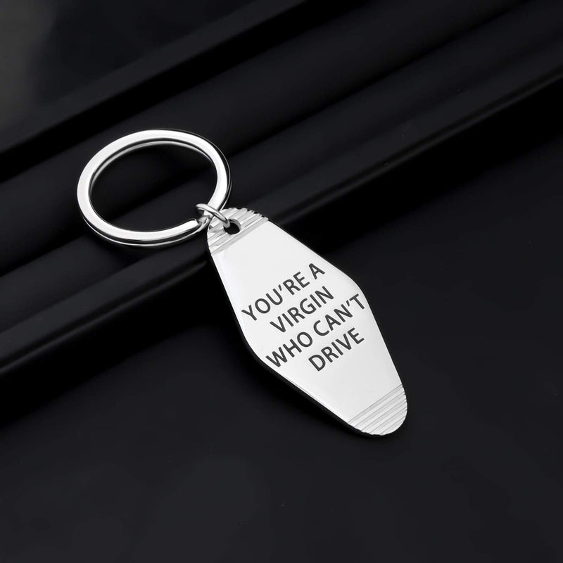 [Australia] - ENSIANTH Hotel Keychain Clueless Inspired Keychain You're a Virgin Who Can't Drive Motel Key Tag 