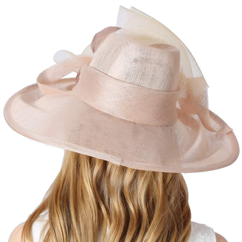 [Australia] - Koola's hats Women 3 Layers Sinamay Kentucky Derby Church Sun Summer Hats Champagne 