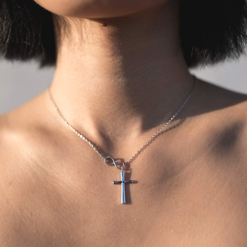 [Australia] - Collar Regalo para Madre, Mamá, Día de la Madre, Cumpleaños, Día de la Mujer, Infinity Cross (Rose-Gold-Plated-Brass, NA) 