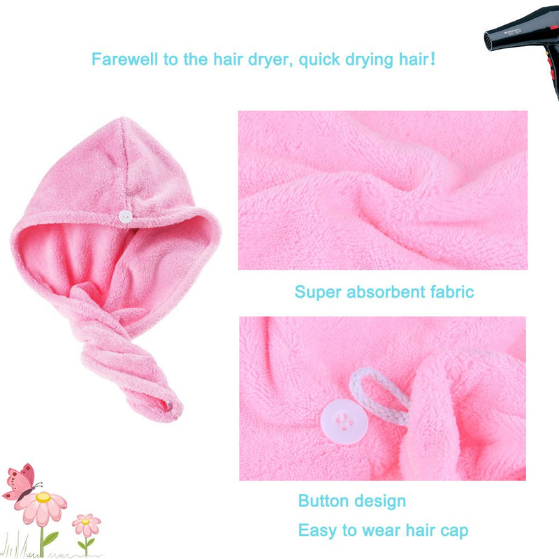 [Australia] - Microfiber Hair Towel, 2 Pack Dry Hair Towel Twist Wrap Absorbent Quickly Dry Hair Towel for Kids and Women (Pink+Purple) 