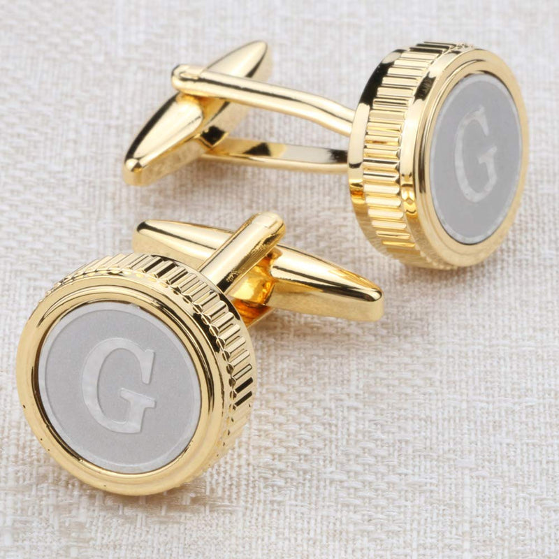 [Australia] - GWD Mens Cufflinks Tie clips set Set Shirt Classic Initials Alphabet A-Z Gift Box (Cufflinks Tie Clip Set) G 