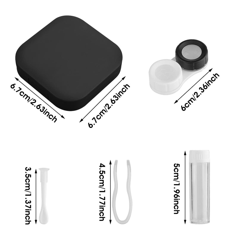 [Australia] - Sibba Contact Lens Cases with Mirror, Contact Lens Holder Mini Box Container, Portable Contact Lens Soaking Case with L and R Caps for Travel Black 