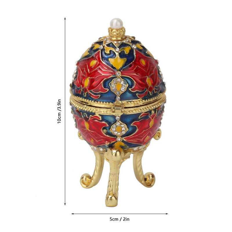 [Australia] - Vintage Enameled Jewelry Organizer Faberge Style Egg Collectible Easter Egg Diamante Trinket Box Decoration Gift 