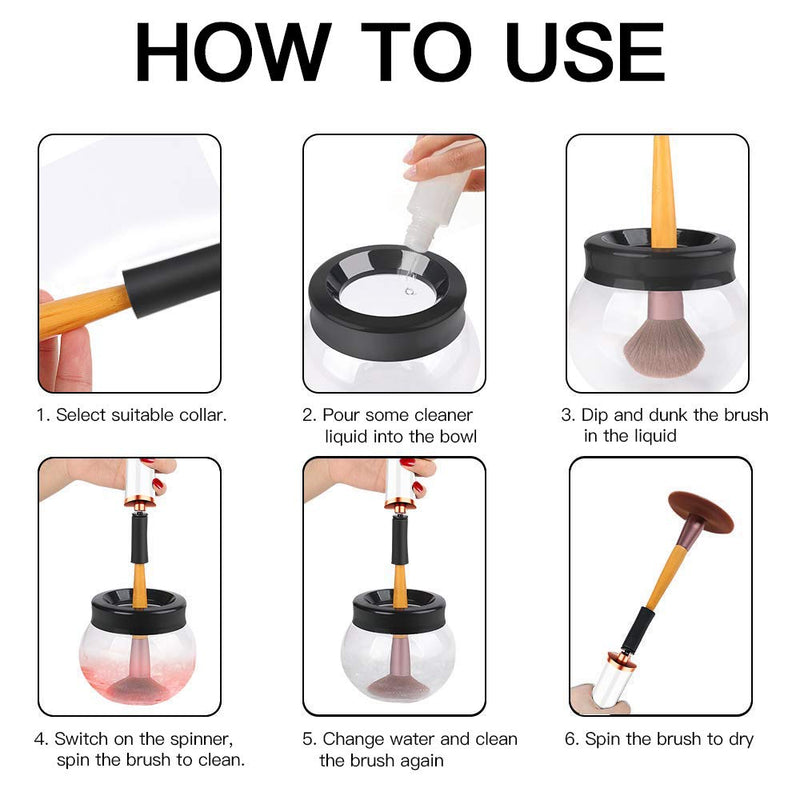 [Australia] - Makeup Brush Cleaner, Electric Make Up Brush Cleaners and Dryer, Automatic Spinner Machine Fast Dry and Deep Clean Various Cosmetic Brushes, 8 Spin Collars 