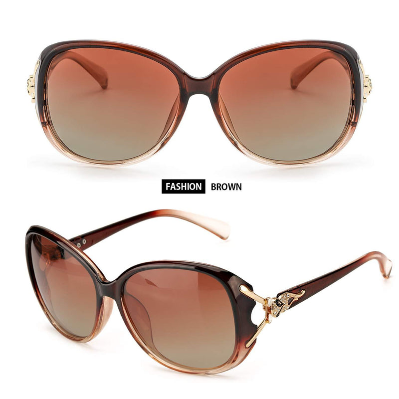 [Australia] - FIMILU Classic Oversized Sunglasses for Women, HD Polarized Lenses 100% UV400 Protection Fashion Retro Eyewear A1-brown Frame/Shades Brown Lens Oversized Polarized Sunglasses 