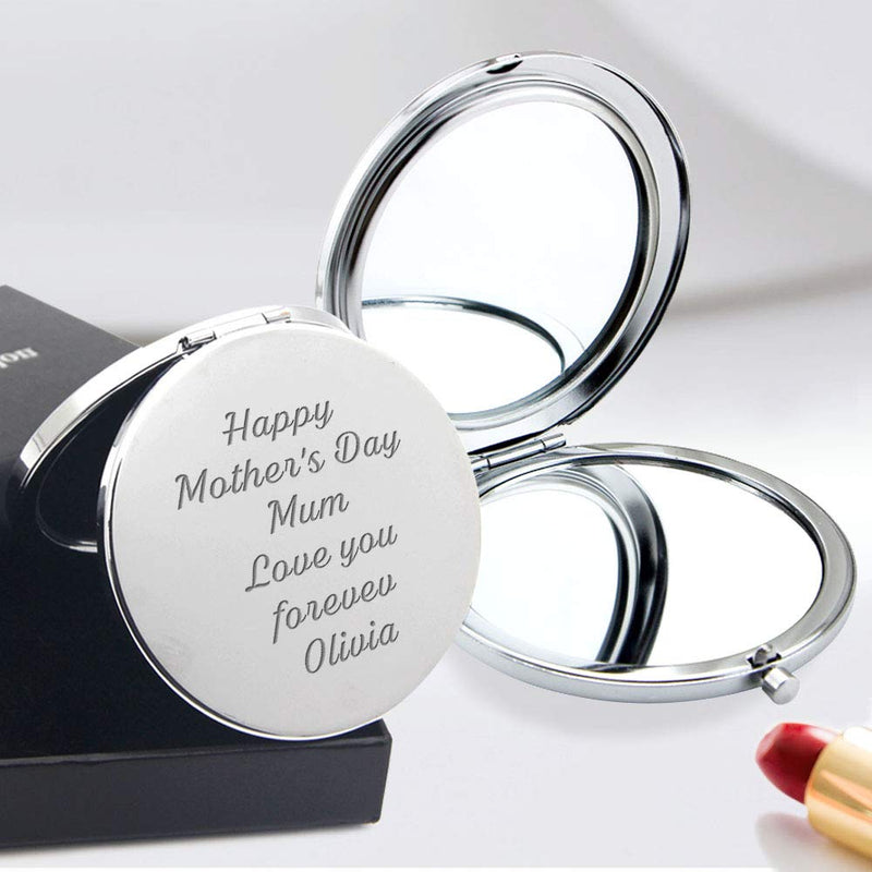 [Australia] - EDSG Personalised Mothers Day Compact Mirror Laser Engraved Mirror for Women Customized Gift for Her, Mum，Girl, Bridesmaid, Friend on Birthday, Wedding, Anniversary, Mother's Day (Any Text) Any Text 