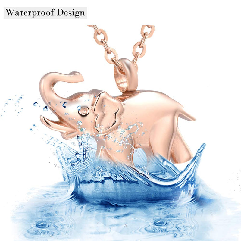 [Australia] - AIWENXI Cremation Jewelry for Ashes Elephant Shape Stainless Steel Keepsake Memorial Pendant Locket Urn Necklace for Pet/Human Rose Gold 