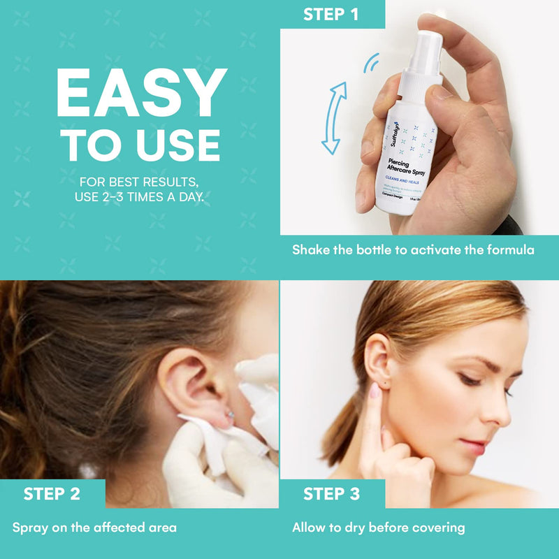 [Australia] - Swiftalyn Piercing Aftercare Spray Advance Treatment to Shrink Clean and Heal New, Irritated, Red & Angry piercings and Piercings Bumps Fine Mist Travel Size - 30mL 