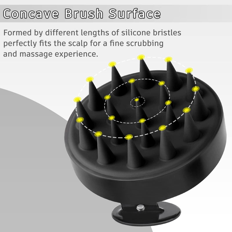 [Australia] - FREATECH Hair Scalp Massager Shampoo Brush, Shower Hair Brush with Long & Flexible Silicone Bristles for Scalp Scrub, Head Massage and Hair Growth, Dandruff Comb Scalp Scrubber Exfoliator, Black 