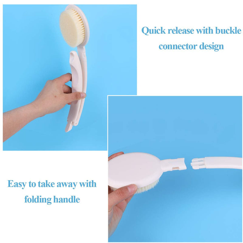 [Australia] - Bath Brush Body Brush 3 in 1 Long Handle Foldable Shower Brush Back Scrubber with Brush Sponge Pumice Head for Bath and Shower Dry Skin Exfoliating 