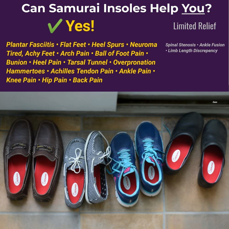 [Australia] - Samurai Insoles Plantar Fasciitis Arch Support Shoe Insoles Mens 5 - 5 1/2 | Womens 7 - 7 1/2 