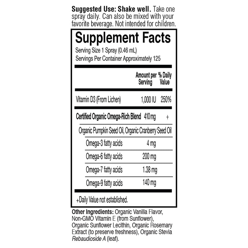 [Australia] - Garden of Life D3 Vitamin - mykind Organic Whole Food Vitamin D Supplement with Plant Omegas, Vegan, Vanilla, 2oz Liquid - Packaging May Vary 