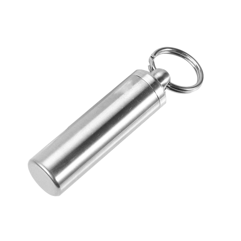 [Australia] - Mini Pill Holder Waterproof Pill Containers, Portable Pill Case, Stainless Steel Pill Box with Keychain for Outdoor Camping Traveling 