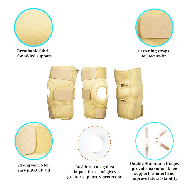 [Australia] - Wonder Care Knee Brace Support, Knee Stabilizer Support Compression muscle Joint Protection, Relieves ACL, LCL, MCL, Meniscus Tear, Arthritis, Tendonitis Pain, Adjustable Bi-Directional Straps - Large L(19.6-22") 