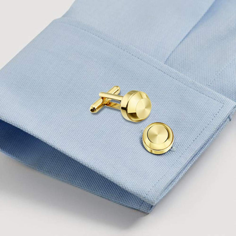 [Australia] - HAWSON Cufflinks and Studs for Men-Fashion Men Tuxedo Shirt Cufflinks and Studs Set for Regular Weeding Business Accessories Gold 