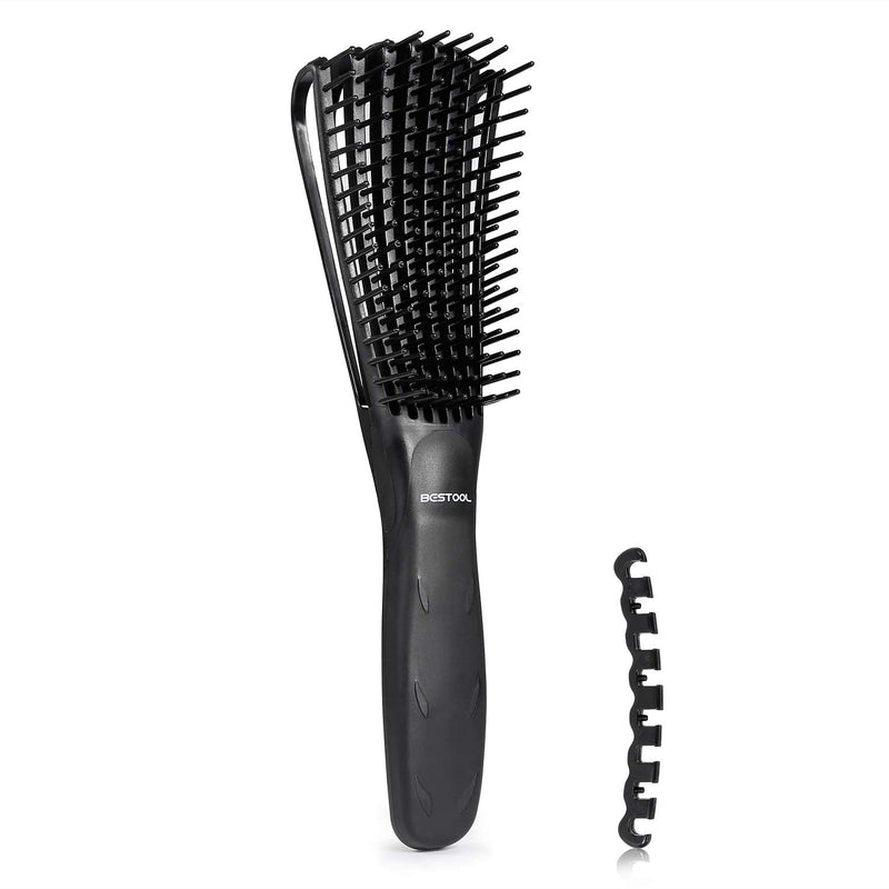 [Australia] - BESTOOL Detangling Brush for Black Natural Hair, Detangler Brush for Natural Black Hair Curly Hair Afro 3/4abc Texture, Faster and Easier Detangle Wet or Dry Hair with No Pain (Black) 