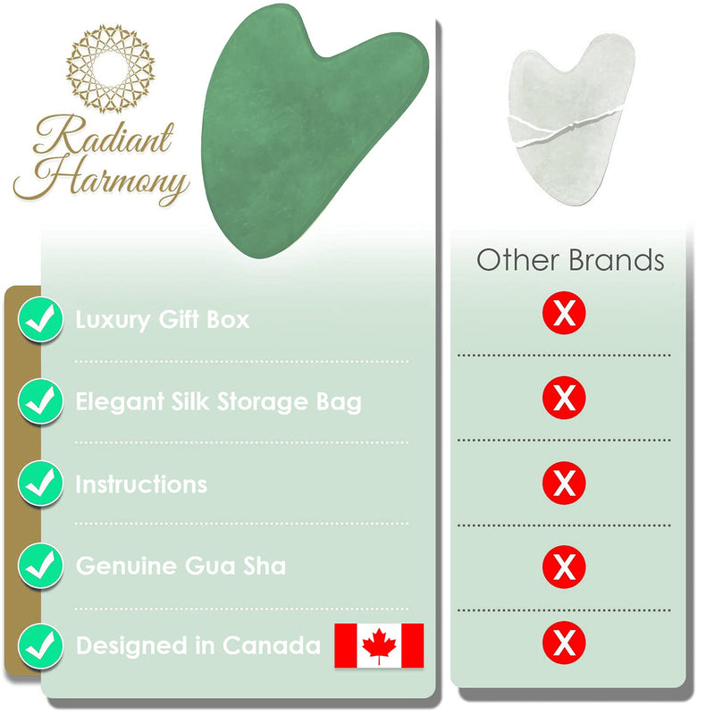 [Australia] - Radiant Harmony Gua Sha Massage Tool - Jade Gua Sha Stone as Face Massager - Easy to Use Face Sculpting Tool w/Luxury Box, Bag & Instructions (Dark Jade) Dark Jade 