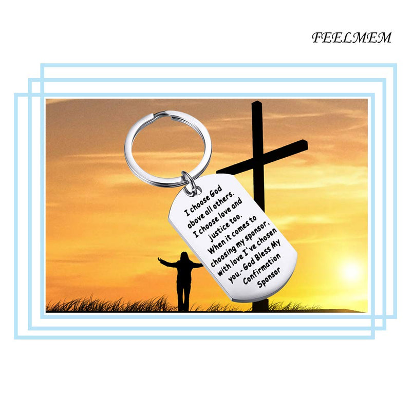 [Australia] - FEELMEM Confirmation Sponsor Gift Sponsor Keychain Sponsor Thank You Keychain Baptism Confirmation Sponsor Proposal Gift for Godparents Godmother Catholic Mentor Gift silver 