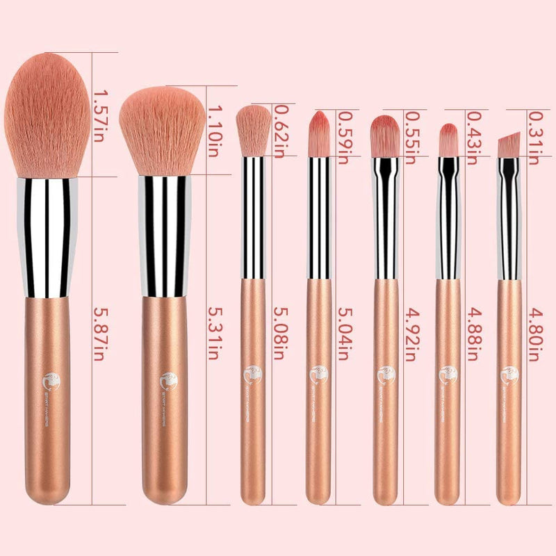 [Australia] - Makeup Brushes Start Makers 7PCS Rose Gold Makeup Brush Set Eyeshadow Concealer Eyebrow Powder Blush Blending Makeup Brushes Set with Face Puff and Gift Box 