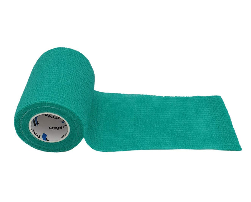 [Australia] - PintoMed - 10 x Green - Cohesive Bandage Stretched 10 Rolls x 10 cm x 4.5m Self-Adhesive Flexible Bandages, First Aid Sports Wrap Bandages - Pack of 10 