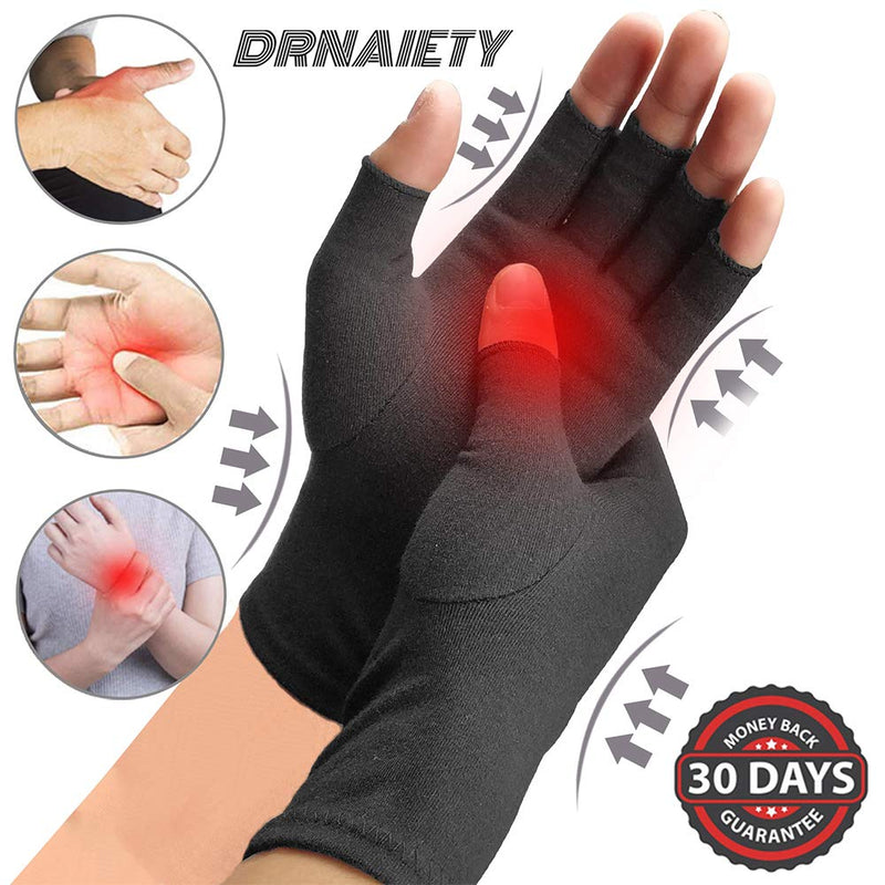 [Australia] - 2 Pairs Arthritis Compression Gloves, Relieve Arthritis, Rheumatoid, Osteoarthritis, Carpal Tunnel Pain, Compression Gloves for Arthritis for Women & Men, Gloves for Work, Warm Moisture Absorption Large (2 Pair) Black 