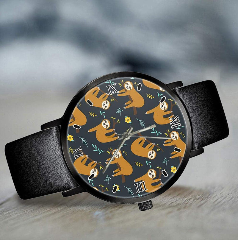 [Australia] - Business Casual Wrist Watches Men Women Quartz Roman Numeral Analog Wrist Watches Adorable Sloths Pattern 