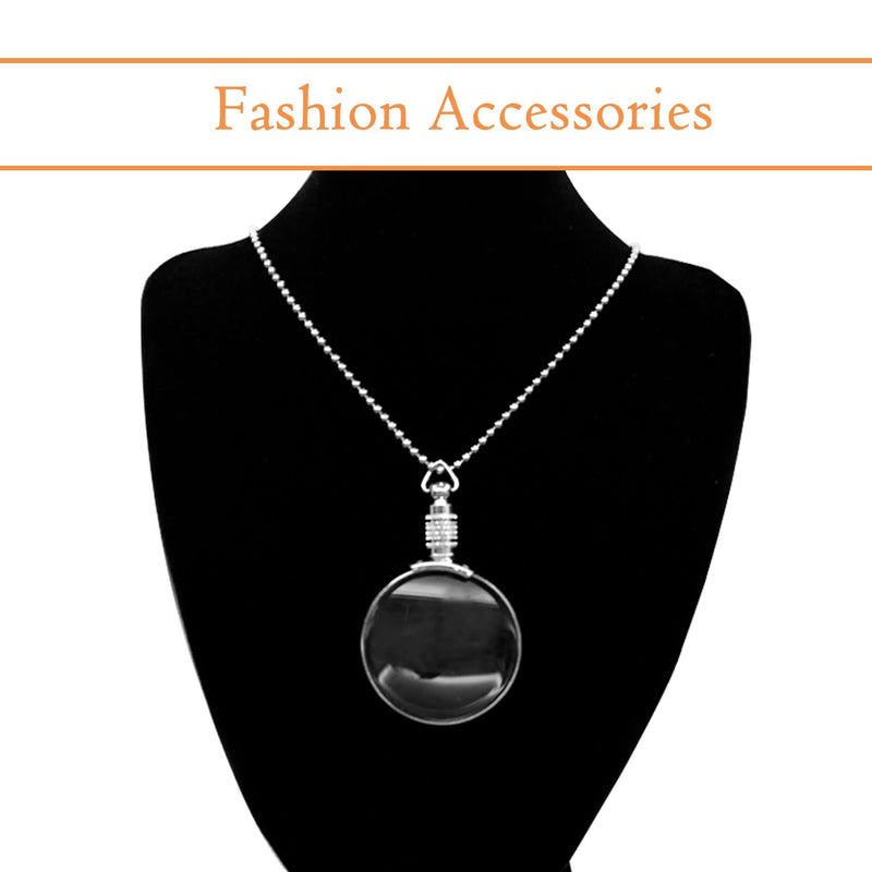 [Australia] - MAGDEPO 3X Necklace Magnifying Glass Stylish Silver Frame Reading Magnifier Pendant Accessories with Card Magnifiers for The Seniors and Elders 