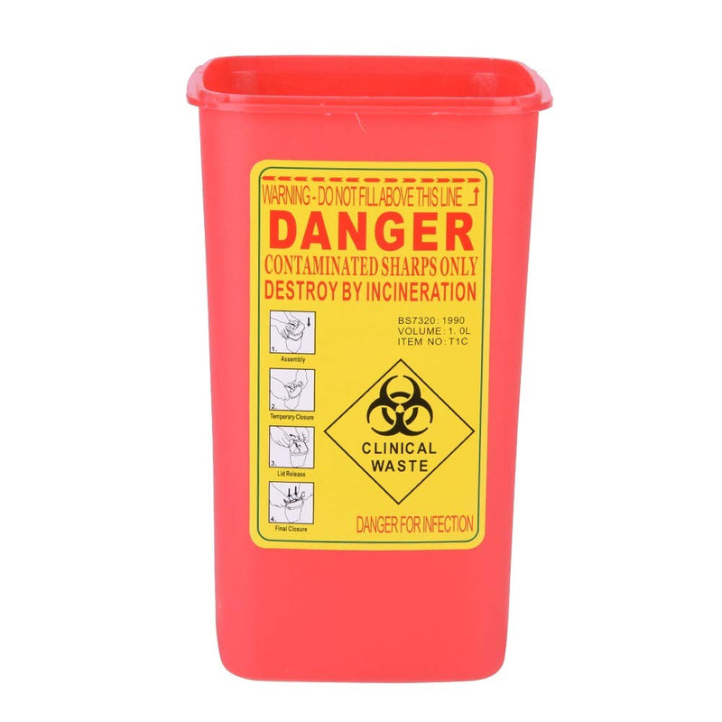 [Australia] - Sharps Container, Plastic Needle Container, Disposal 1L Size Waste Box (2 Colors) (Color : Red) 