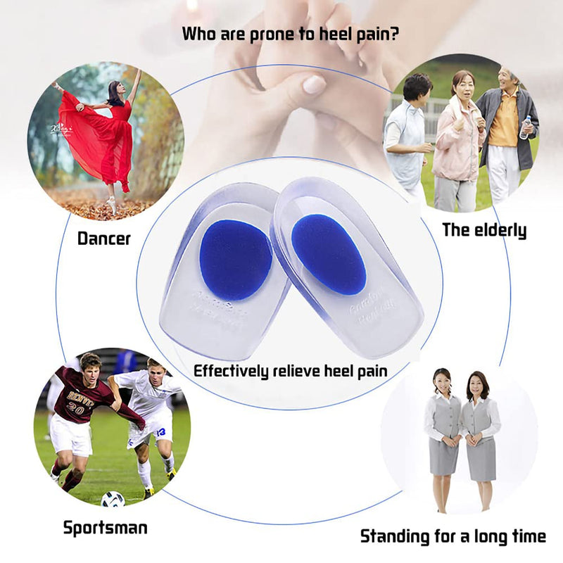 [Australia] - 3 Pairs Gel Heel Cups, Silicone Heel Cup Pads for Plantar Fasciitis, Heel Spur & Achilles Pain, Gel Heel Cups and Cushions Absorbing Support (Men/Large) 