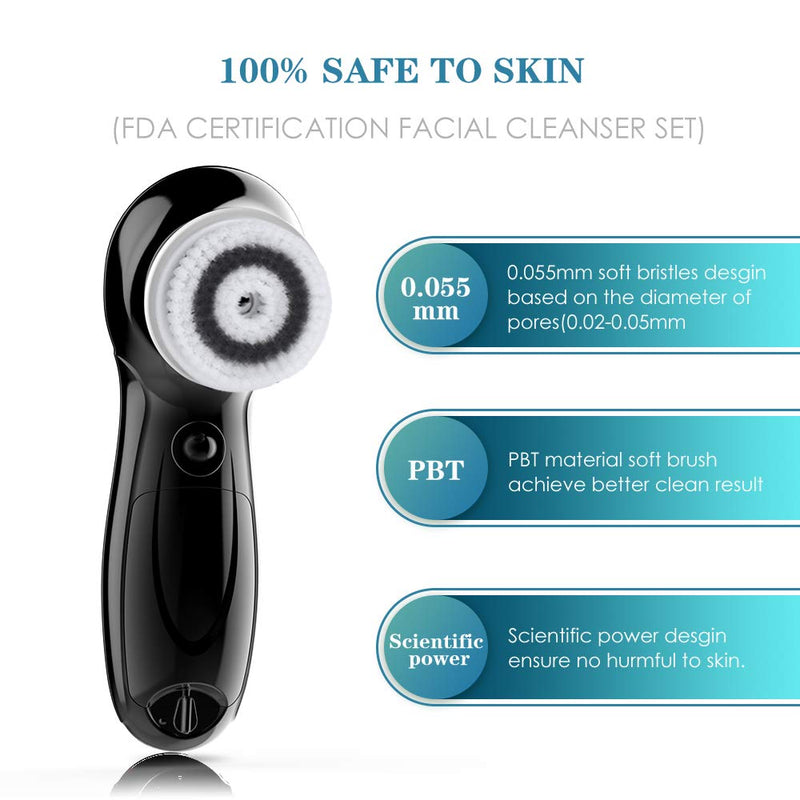 [Australia] - TOUCHBeauty Facial Cleansing Brush for Men Face Scrubber with Advanced PBT Bristles Spin Brush & Stand,Facial Cleansing System Designed for Men |Dual speed, Waterproof, Battery Powered TB-0759M Black 