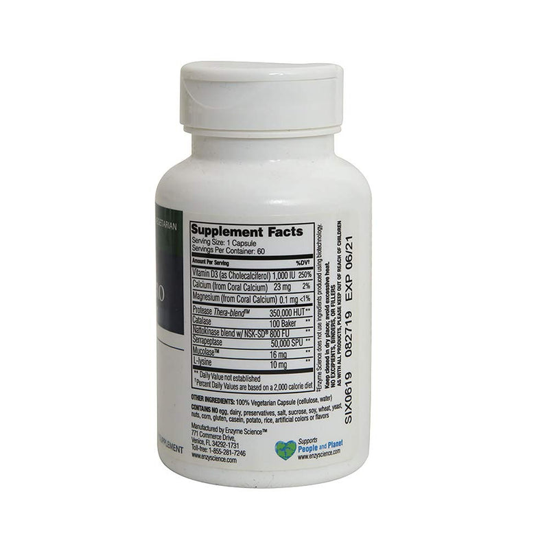 [Australia] - Enzyme Science™ Enzyme Defense™ Pro, 60 Capsules–Immunity Support Supplement – Formulated with Vitamin D3, L-Lysine, Calcium, and Protease–Enzyme Digestion Support –Immune System Standard Packaging 