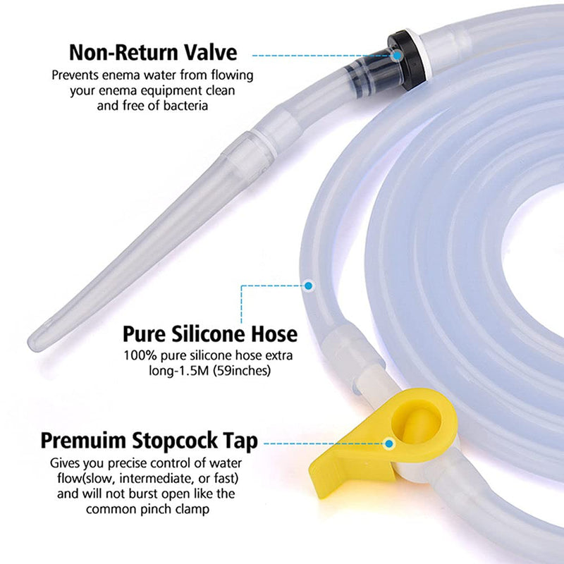 [Australia] - Reusable Silicone Enema Bag Kit-2L Coffee and Water Enema Cleansing 6.55ft Long Silicone Hose Anal Douche for Women and Men 