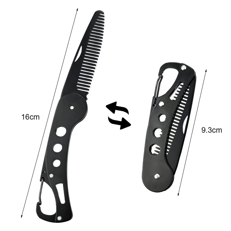 [Australia] - YancLife Beard Comb, Stainless Steel Folding Beard for Men Grooming & Combing Hair Beards Mustaches, Beards and Mustaches Styling Pocket Comb Anti-static, 9.5 * 3 * 1.5cm 